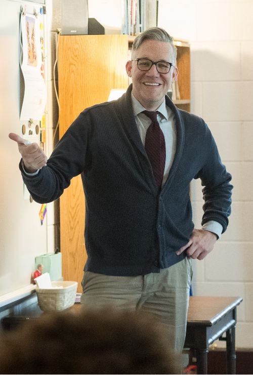 Calverton teacher at whiteboard